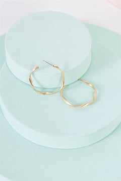 Matte Gold Interweave Twisted Hoop Earrings