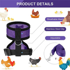 Chicken duck Goose Harness with Leash Adjustable Chicken Leash for Hens Duck Puppy Breathable Comfortable Pet Harness 3 Sizes Y5GB