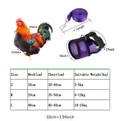 Chicken duck Goose Harness with Leash Adjustable Chicken Leash for Hens Duck Puppy Breathable Comfortable Pet Harness 3 Sizes Y5GB