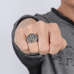 Mens  Stainless Steel Lion Head Ring