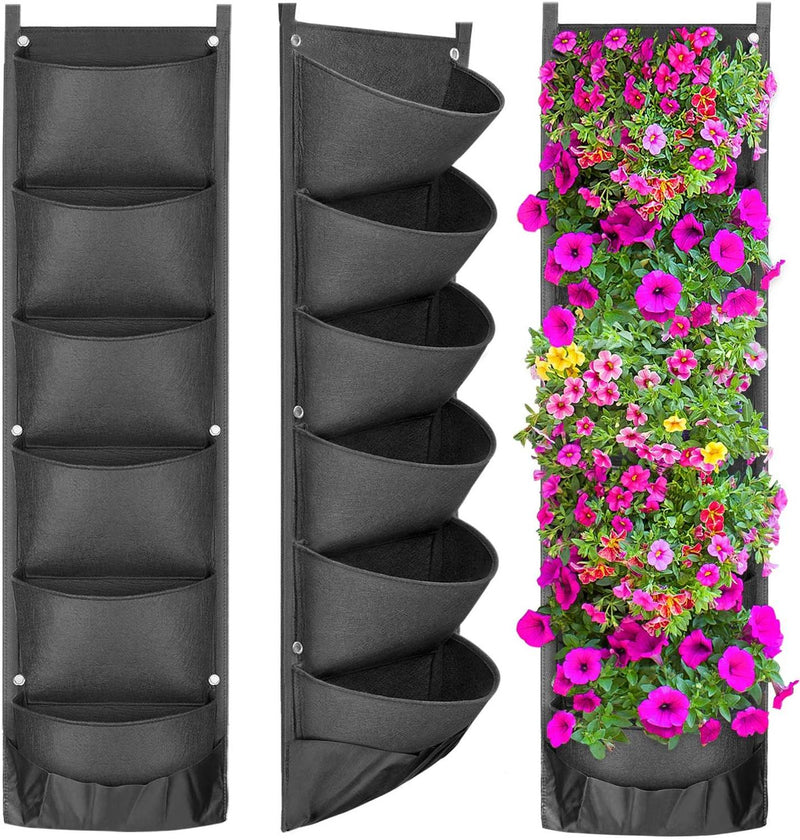 Black Vertical Hanging Garden Flower Pots