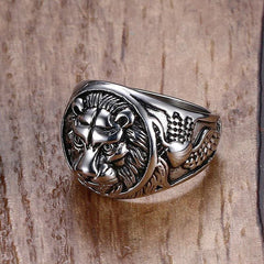 Mens Steel Cast Lion Head Ring